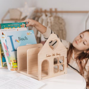 Kids Personalized Bookcase, Kids Nursery Book Storage, Wooden Book Holder, Portable Display Table Top Bookshelf
