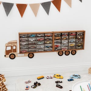 Personalized Toy Car Display Shelf – Wooden Truck Wall Rack for Hot Wheels – Boys Room Decor – Kids Car Organizer – Gift for Toddlers