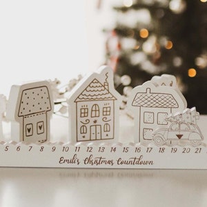 Personalized Wooden Christmas Advent Calendar: Holiday Village Countdown