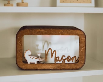 Hucha personalizada para regalo de Pascua para niños, caja de dinero de madera para niños, banco para ahorrar, gastar y compartir, caja de efectivo, regalo personalizado para niños pequeños
