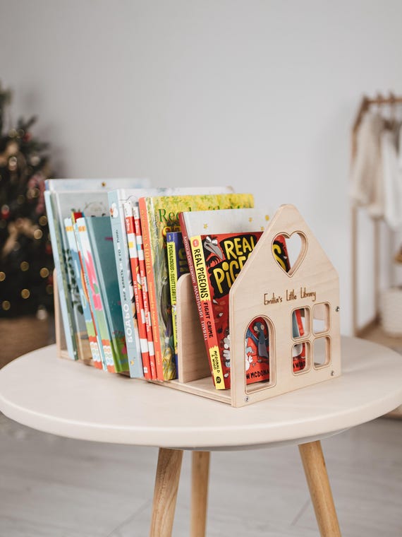 Wooden Toddler Bookcase, Cute Storage For Books, Kids Book Organizer, Small Bookshelf, Portable Wooden Bookcase, Personalized Bookcase