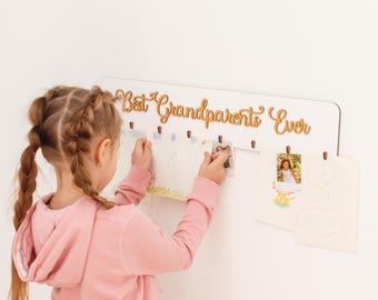 Houten bord beste oma ooit, familiebord wanddecoratie, kleinkinderen maken het leven groots, foto's weergeven, aangepast grootoudersdagcadeau