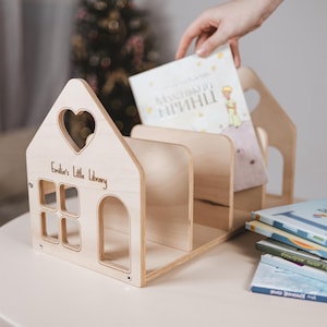 Wooden Toddler Bookcase, Cute Storage For Books, Kids Book Organizer, Small Bookshelf, Portable Wooden Bookcase, Personalized Bookcase