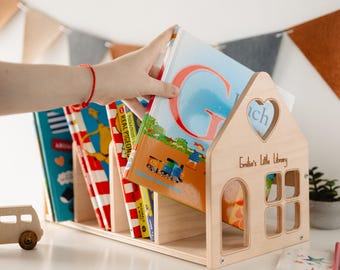 Custom Wooden Bookshelf: Nursery Child Book Caddy
