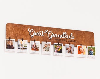 Houten fotodisplay kleinkinderen: gepersonaliseerd cadeau voor grootouders