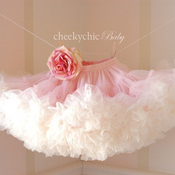 BLOOMING PETTI  by Cheeky Chic Baby - Vintage Pink and Buttercream Pettiskirt with Flower