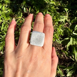 Silver Ring Square Geometric Ring Abstract Minimalist Design Rings