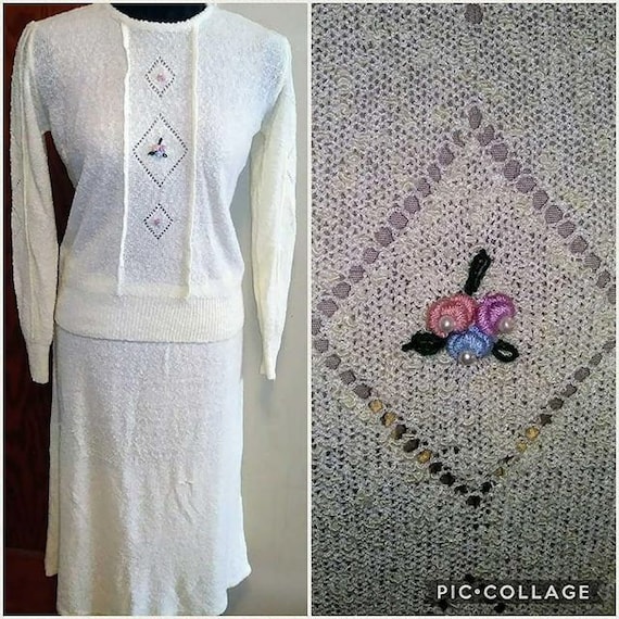 Vintage Knit Set | Super Sweet 70s does 40s Ivory