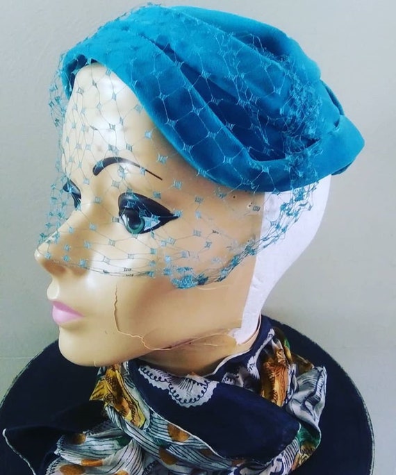 Vintage 50s Hat | Fantastic Saturated Peacock Blue
