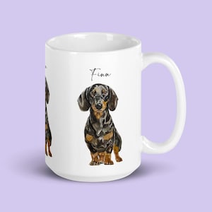 Impression peinte à la main d'animal de compagnie sur la tasse, tasse d'animal de compagnie d'aquarelle personnalisée Portrait de chien et de chat aquarelle personnalisé Impression de peinture sur des tasses en céramique Idée cadeau
