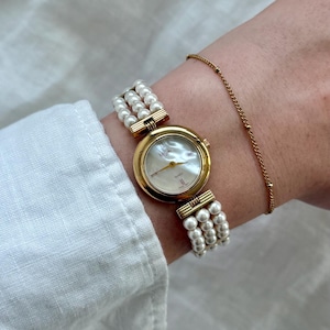 Vintage Gold Real Pearl Watch