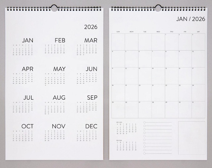 12 Month Wall Calendar 2026
