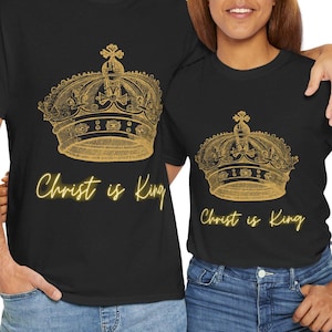 キリストは王のTシャツ、キリスト教の宗教Tシャツ、信仰に基づいたシャツ、カトリックのキリスト教Tシャツ、キリストのTシャツ、宗教Tシャツ