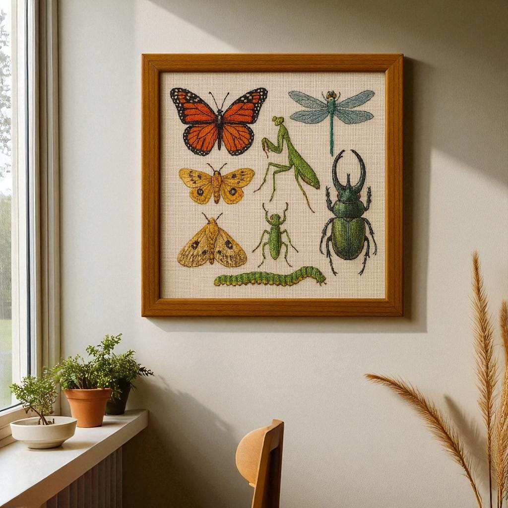 Insects Cross Stitch Pattern: Entomology Embroidery Art (PDF Download ...