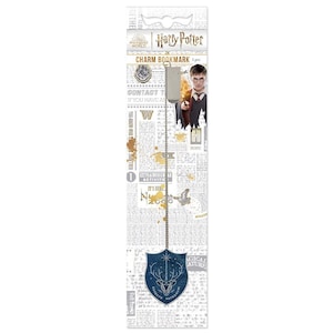 May include: A Harry Potter charm bookmark. The bookmark features a silver chain with a charm of a stag and a blue shield with the words "Expecto Patronum". The packaging includes images of Harry Potter and the Hogwarts crest.