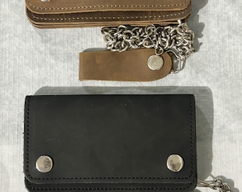 Leather Wallet - Black and Brown Cowhide Top Grain  100% Genuine