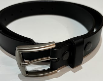 Leather Belt - Black and Brown Cowhide Top Grain 100% Genuine