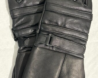 Leather Gloves - Vintage Style Gauntlet Cowhide Leather