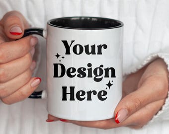Cozy 11oz Coffee Mug Mockup: Black Handle (JPG)