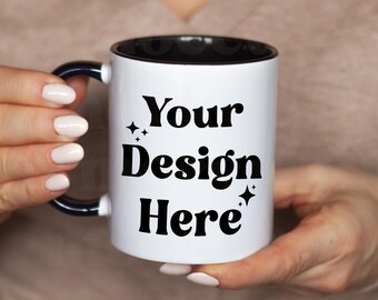 11oz Coffee Mug Mockup: Cozy Black Handle (JPG)