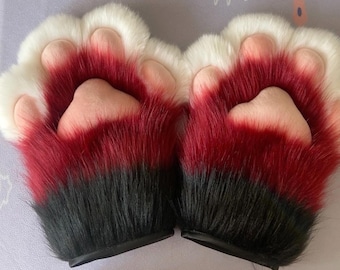 Patchwork Paws – Squeaky Furry Claws with Fluffy Furry Nails (Four-Finger Fursuit Accessories)