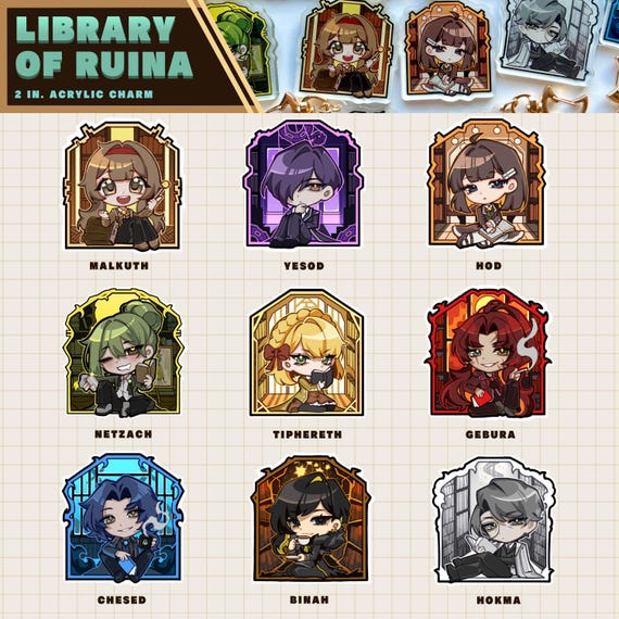 LIBRARY of RUINA Librarian Acrylic Charms SET 1 - Etsy