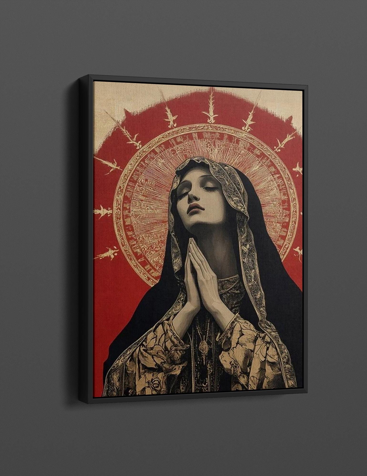 Our Lady of Sorrows Canvas Wall Art, Dark Gothic Virgin Mary Print ...