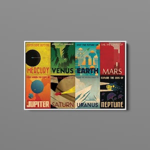 NASA Retro Vintage Canvas Print - Space Travel Style, Framed NASA Wall Art, Cosmic Home Decor