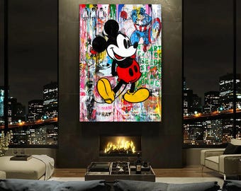 Mickey Mouse Banksy Pop Art Print, Luxus Cartoon Wandkunst, Geburtstag Weihnachtsgeschenk, modernes Wohndekor, Fashion Art Poster