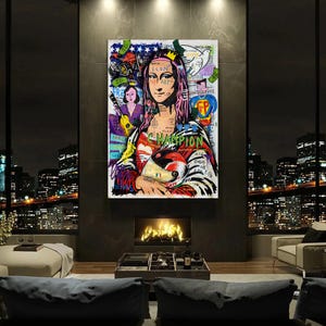 Banksy Champion Mona Lisa Pop Art Canvas - Street Graffiti Wall Art, Modern Mona Lisa Poster, Banksy-Style Artwork