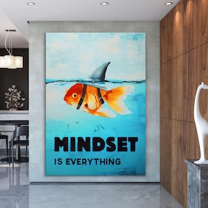 Mindset Is Everything Motivational Canvas Wall Art | Graphic Style Poster Print | Modern Printed Art Decor