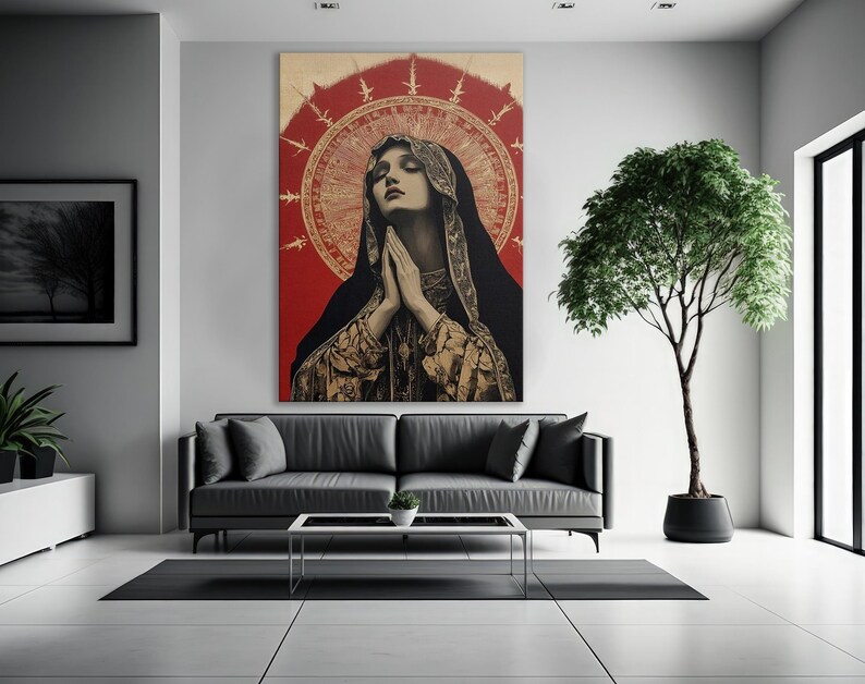 Our Lady of Sorrows Canvas Wall Art, Dark Gothic Virgin Mary Print ...
