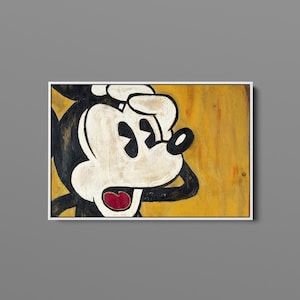 Vintage Mickey Mouse Canvas Art, Pop Art Wall Decor, Ready to Hang Mickey Mouse Print, Retro Canvas Art