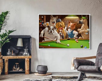 プールで遊ぶ犬たち I タペストリー 壁掛け シューティングボール 複製