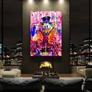 Banksy Donald Duck Pop Art Canvas - Street Graffiti Wall Art, Modern Donald Duck Poster, Urban Decor, Banksy-Style Artwork
