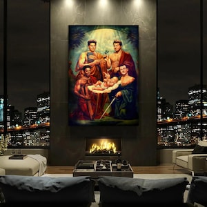 Vintage Ghostbusters Fabulous Four Canvas Wall Art - Fettucine Painting Print, Movie Collector&#39;s Poster, Ready to Hang