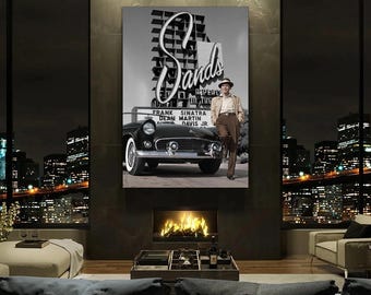Frank Sinatra at the Sands Hotel Canvas | 1950s Music Wall Art | Las Vegas Poster, Vintage Photos, Home Decor, Musician Artwork