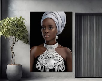 Moderne Afrikaanse Vrouw Schilderij Wall Art Poster Woondecoratie Voor Woonkamer, Afrikaanse Vrouw Canvas, Etnische Dames Kunst, Afrikaanse Dame