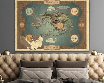 Avatar Airbender Map Canvas Art | Premium Wall Decor for Anime Fans | Perfect Poster for Home & Office