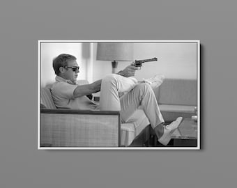 Steve McQueen Canvas Wall Art, Framed Print, Iconic Home Decor, Ready to Hang, Vintage Steve McQueen Artwork