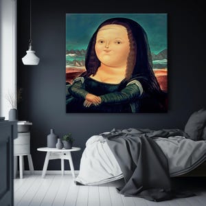 Mona Lisa von Fernando Botero Wandkunst, Botero Kunst, riesige Leinwand Wohnkultur, Mona Lisa Fun Art, Fernando Botero Wandkunst