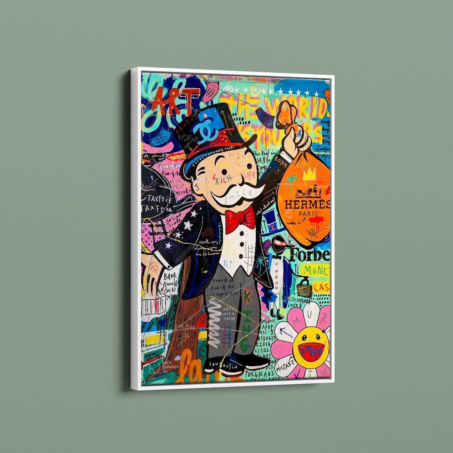 Pop Art Monopoly Man Canvas - Unique Modern Abstract Painting Print ...