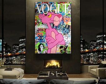 Lienzo pop art de Banksy: grafiti callejero, póster moderno, decoración urbana, obra de arte al estilo de Banksy.