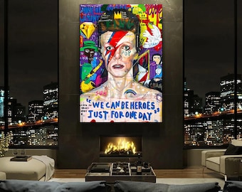 Banksy David Bowie Pop Art Canvas - Street Graffiti Wall Art, Modern David Bowie Poster, Urban Decor, Banksy-Style Artwork