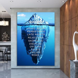 Success Iceberg Motivational Canvas Wall Art | Poster Print, Entrepreneur Modern Art Decor Gift Idea