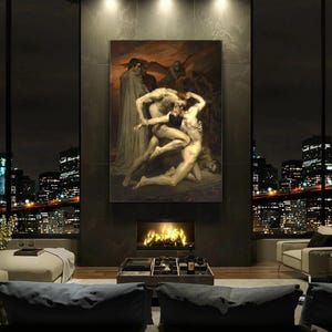 Dante and Virgil in Hell by Bouguereau, Vintage Wall Art, Classic Canvas Print, Classic Painting, Art Decor