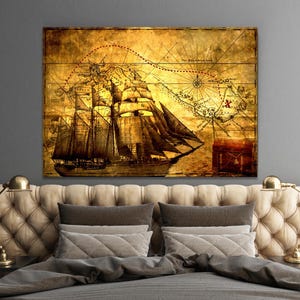 Pirate's Legacy : carte au trésor en toile | Art mural et affiche intemporels pour la décoration de votre bureau à domicile