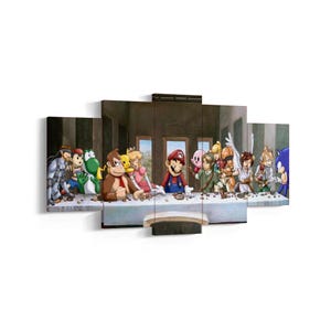 Letztes Abendmahl Nintendo 5 Stück Leinwand Kunst, Nintendo alle Charakter Leinwand Wand Kunst