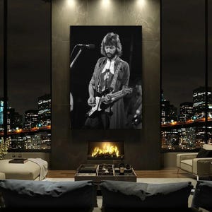 Impresión en lienzo de Eric Clapton de los años 70 / Arte mural musical de los años 60 a 80 / Pósteres, impresiones, decoración de sala de estar, obras de arte de guitarrista, música vintage