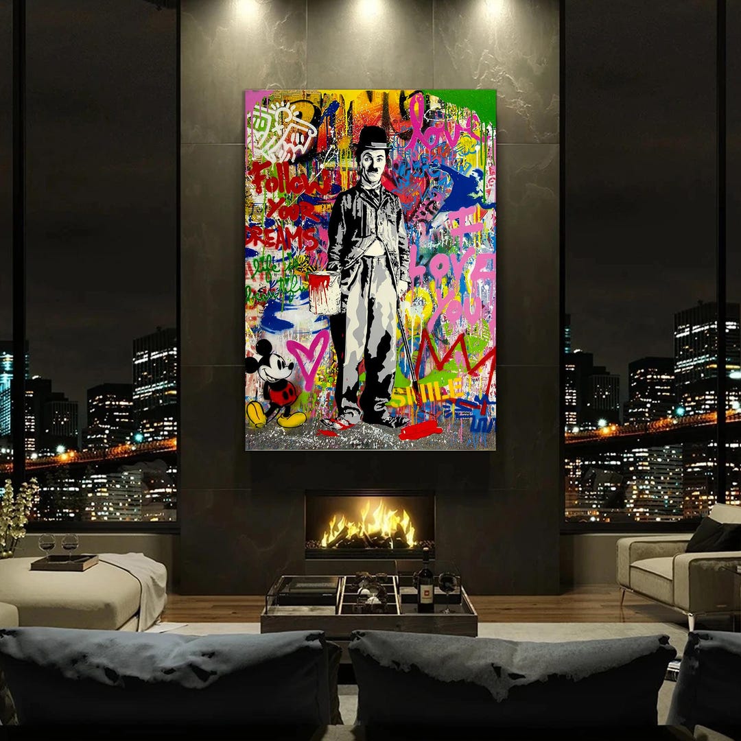 チャーリー チャップリン バンクシー ポップアート キャンバス